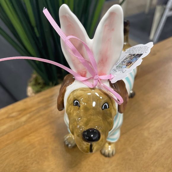 Blue Sky Clayworks Easter Dachshund Bunny Blue & White Sweater NWT - Picture 2 of 5